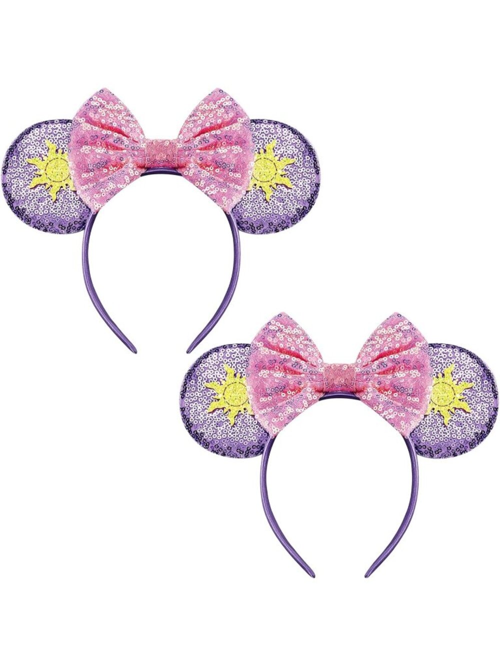 Women Purple Sun 2 Sequin Handmade Mickey Mouse Headband 2 Pieces